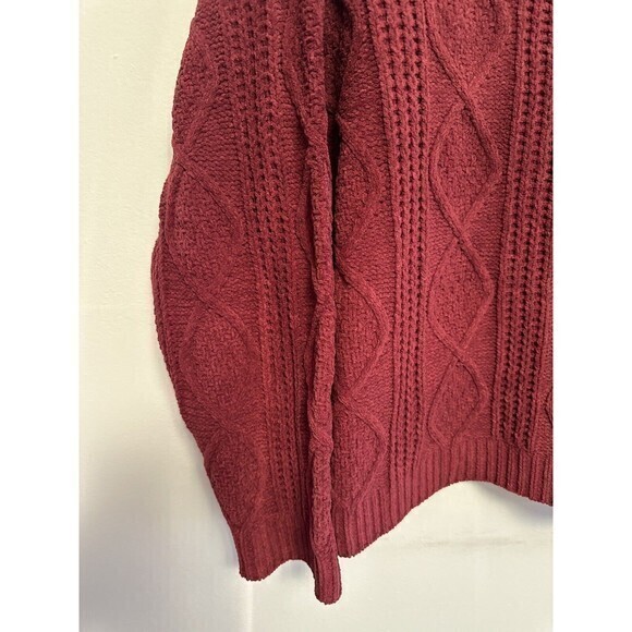 pink lily knit cable sweater red size medium drop sweater - Picture 5 of 8
